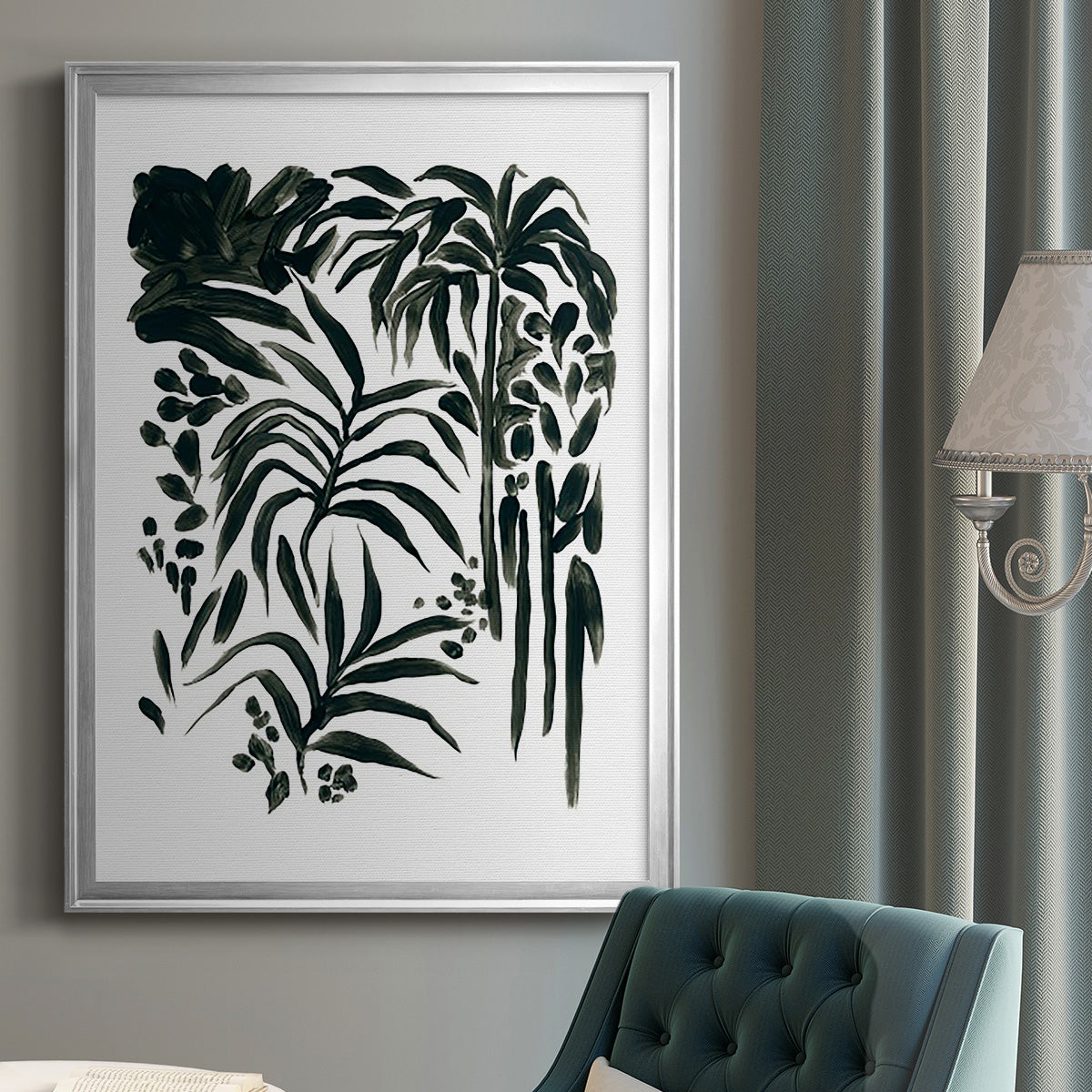 Ink Jungle I - Modern Framed Canvas Print