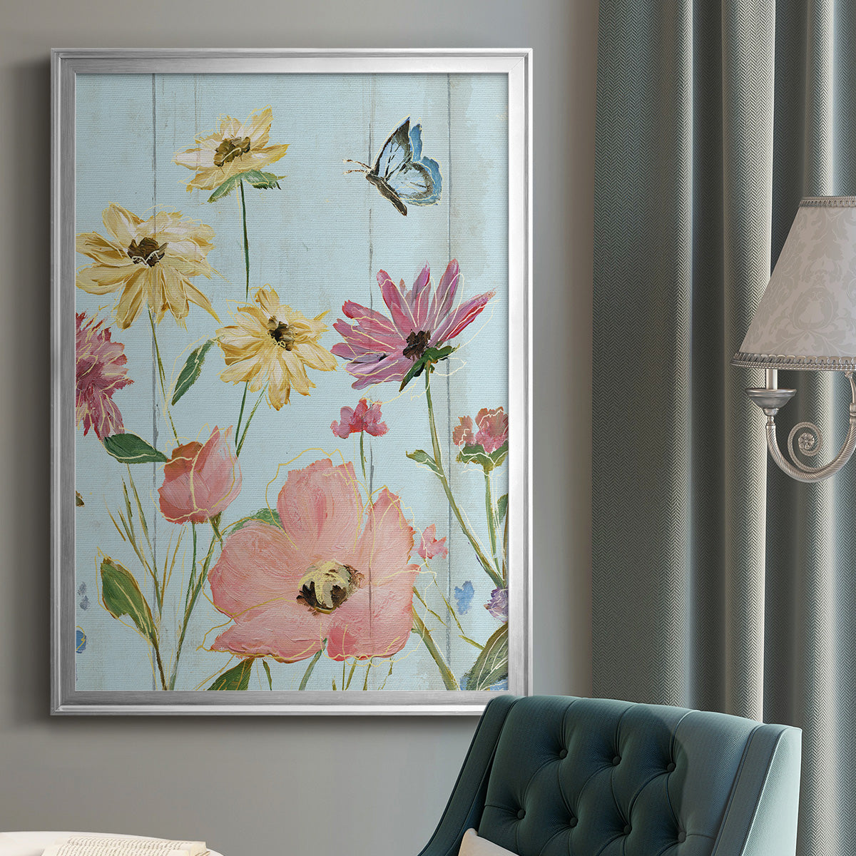 Wildflower Flutter II - Modern Framed Canvas Print