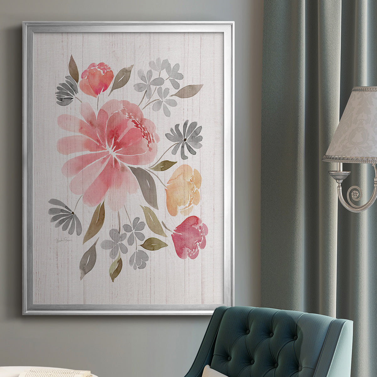 Loose Peonies I - Modern Framed Canvas Print