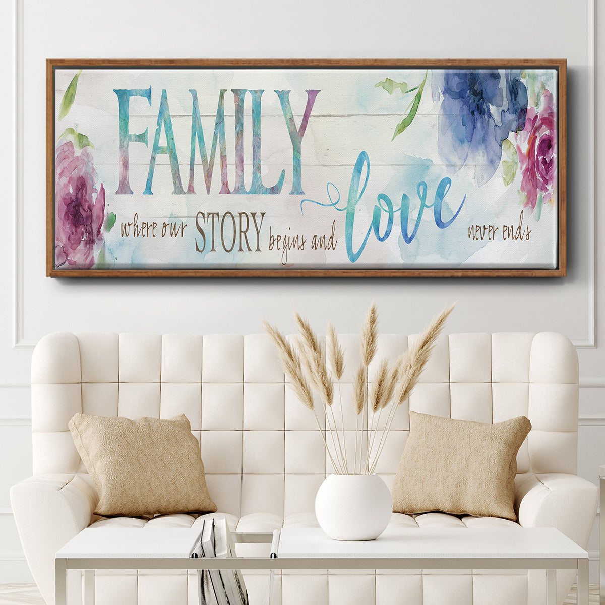Family Love Story - Floater Framed Canvas Print