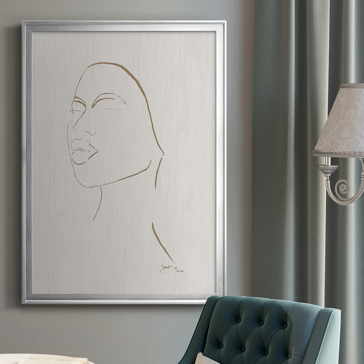 Portrait Sketch II - Modern Framed Canvas Print