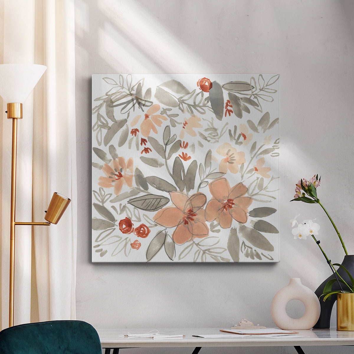 Peach & Rust Blooms II - Canvas Art Print