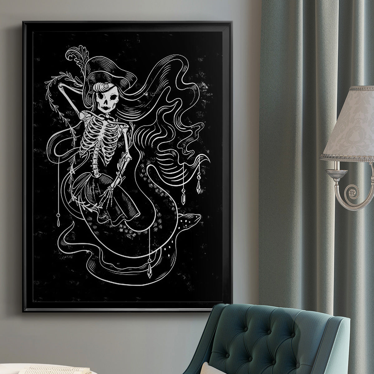 Pirate Mermaids II - Modern Framed Canvas Print