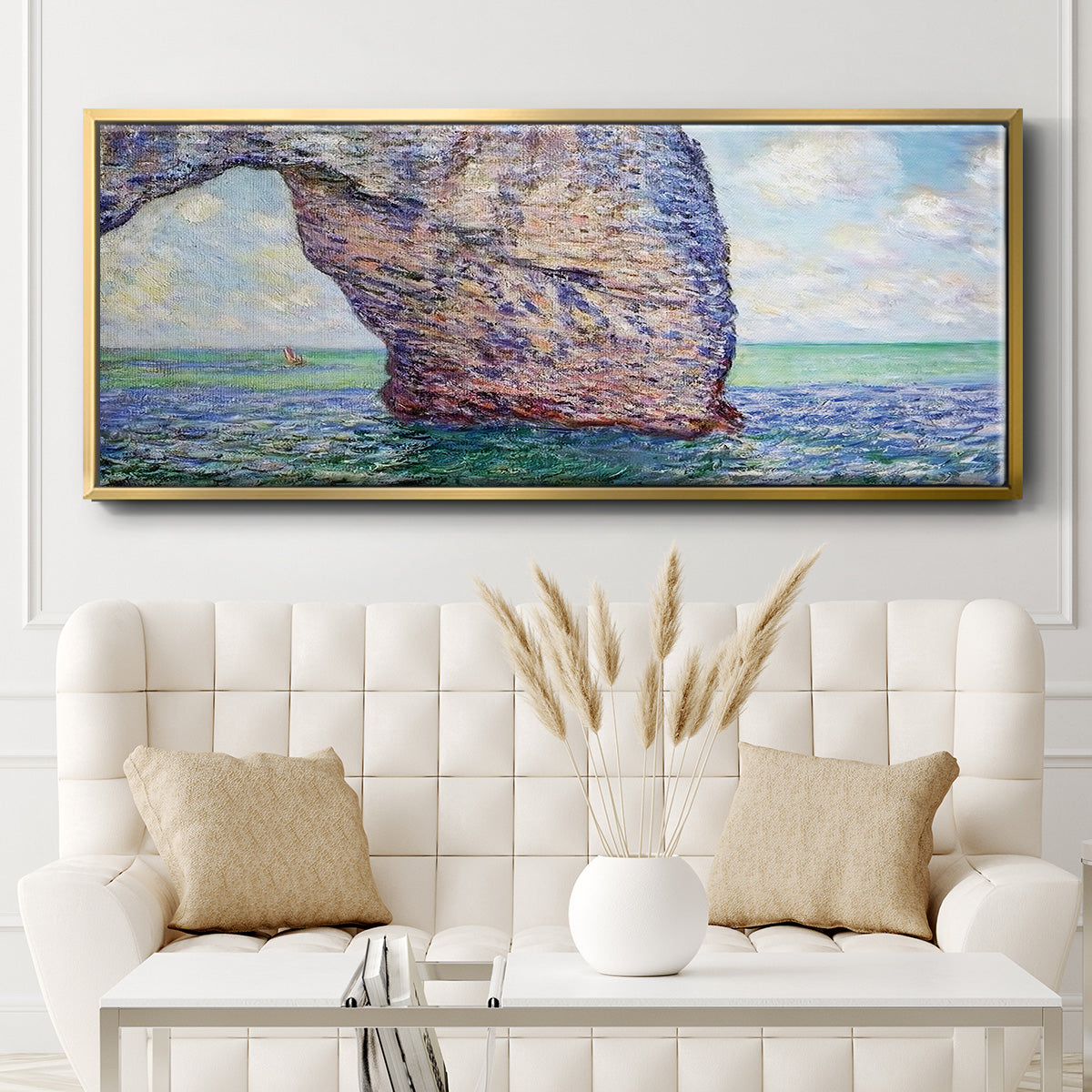The Manneport at High Tide, 1885 - Floater Framed Canvas Print