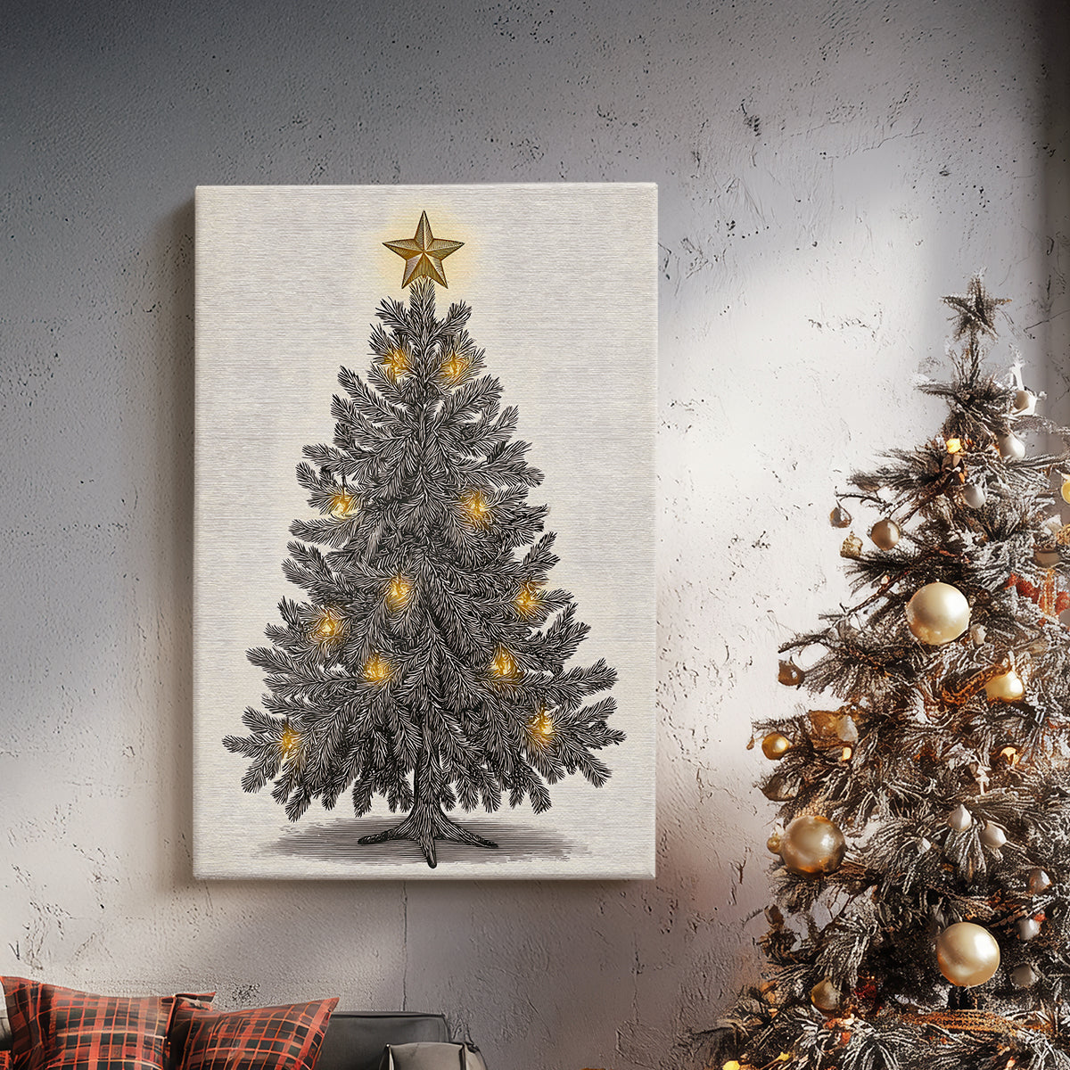 Pearled Evergreen at Midnight - Canvas Art Print