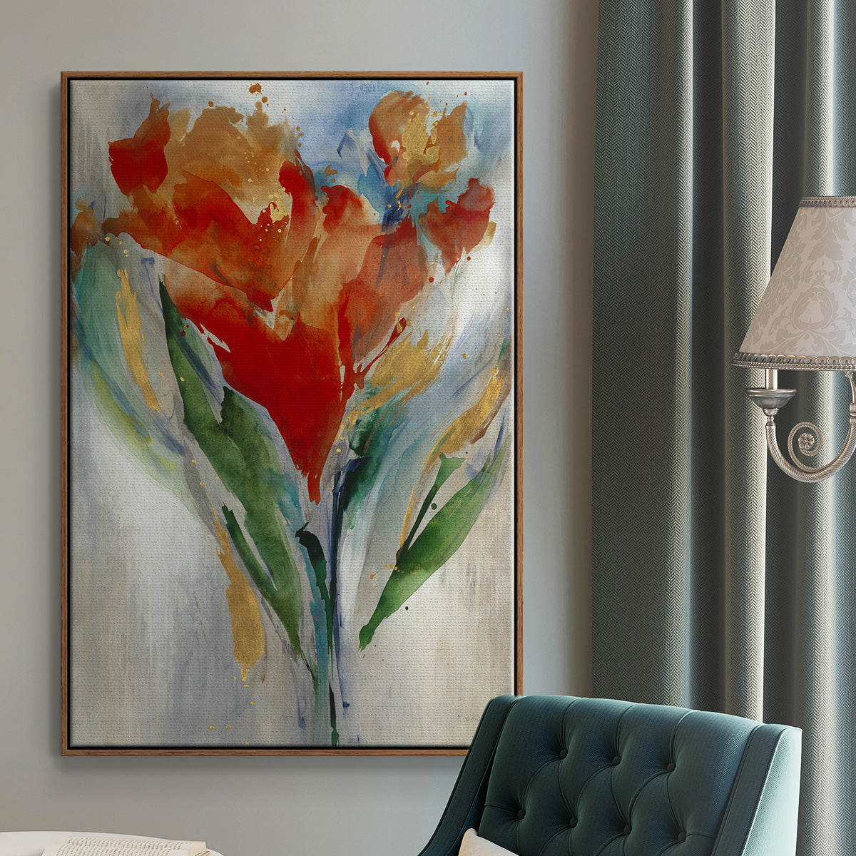 Wild Flower Bouquet Framed Premium Gallery Wrapped Canvas - Ready to Hang