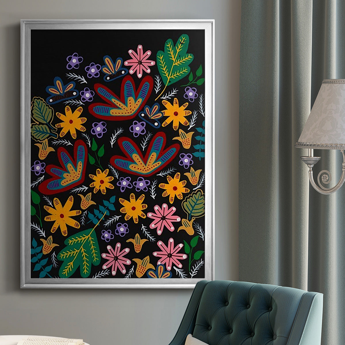 Muddled Flowers I - Modern Framed Canvas Print