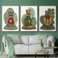 Hot Chocolate Bear - Framed Premium Gallery Wrapped Canvas L Frame 3 Piece Set - Ready to Hang