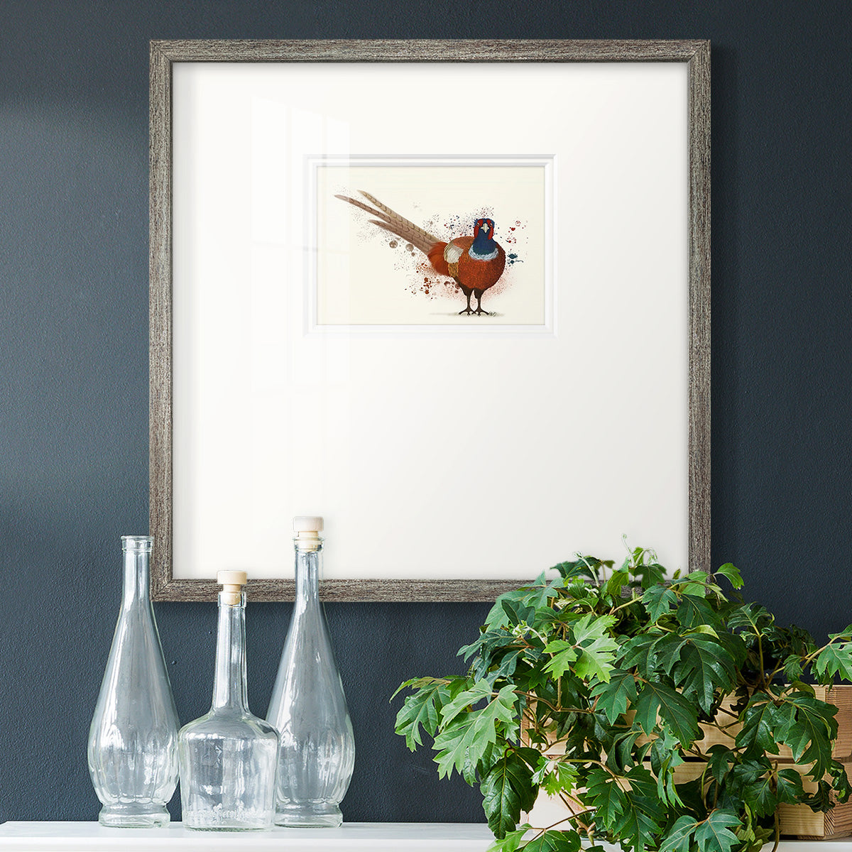 Pheasant Splash 7 Premium Framed Print Double Matboard