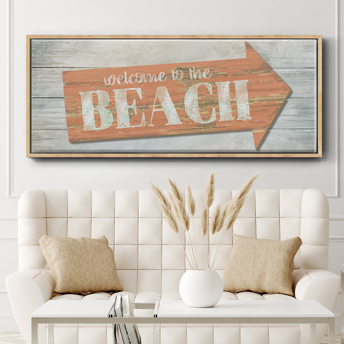 Welcome to the Beach - Floater Framed Canvas Print