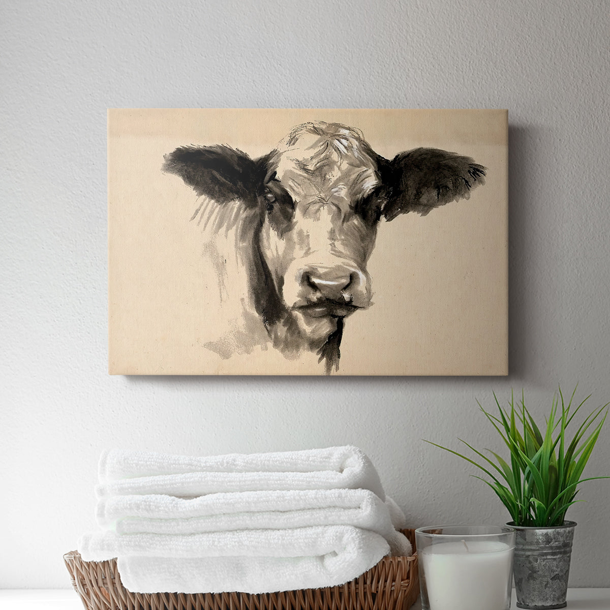 Charcoal Cow II - Canvas Art Print