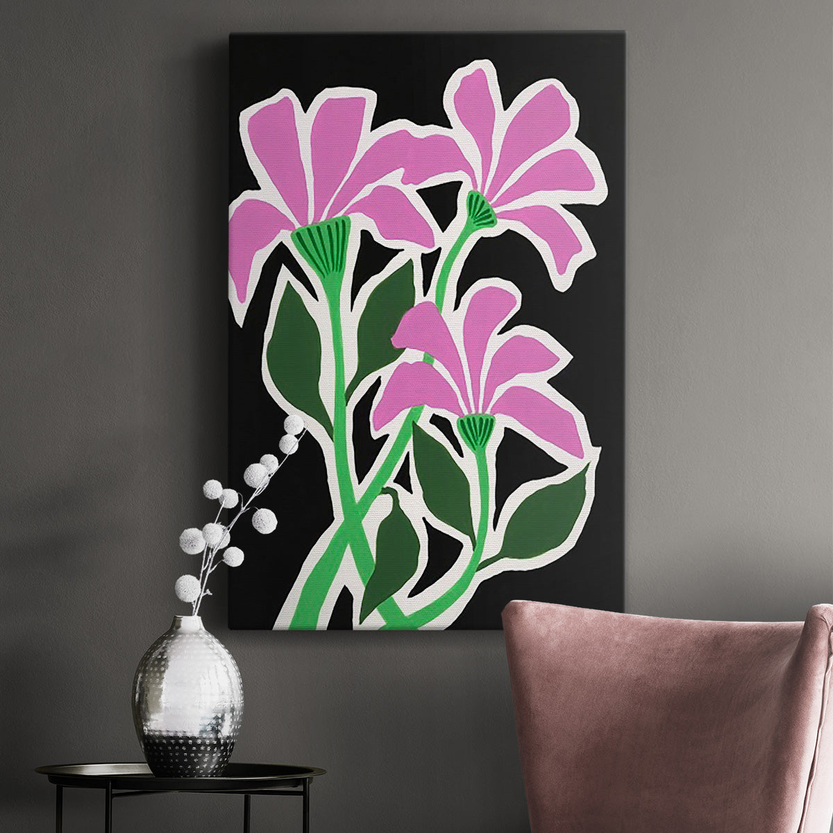 Pop Flowers V Premium Gallery Wrapped Canvas - Ready to Hang