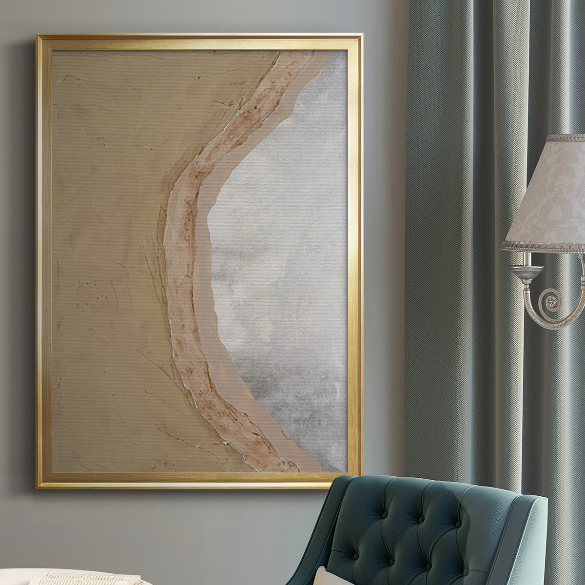 Silver Lake III - Modern Framed Canvas Print