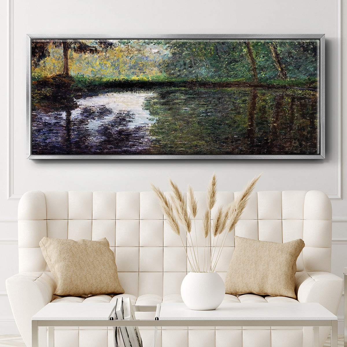 The Pond at Montgeron 2, 1876 - Floater Framed Canvas Print