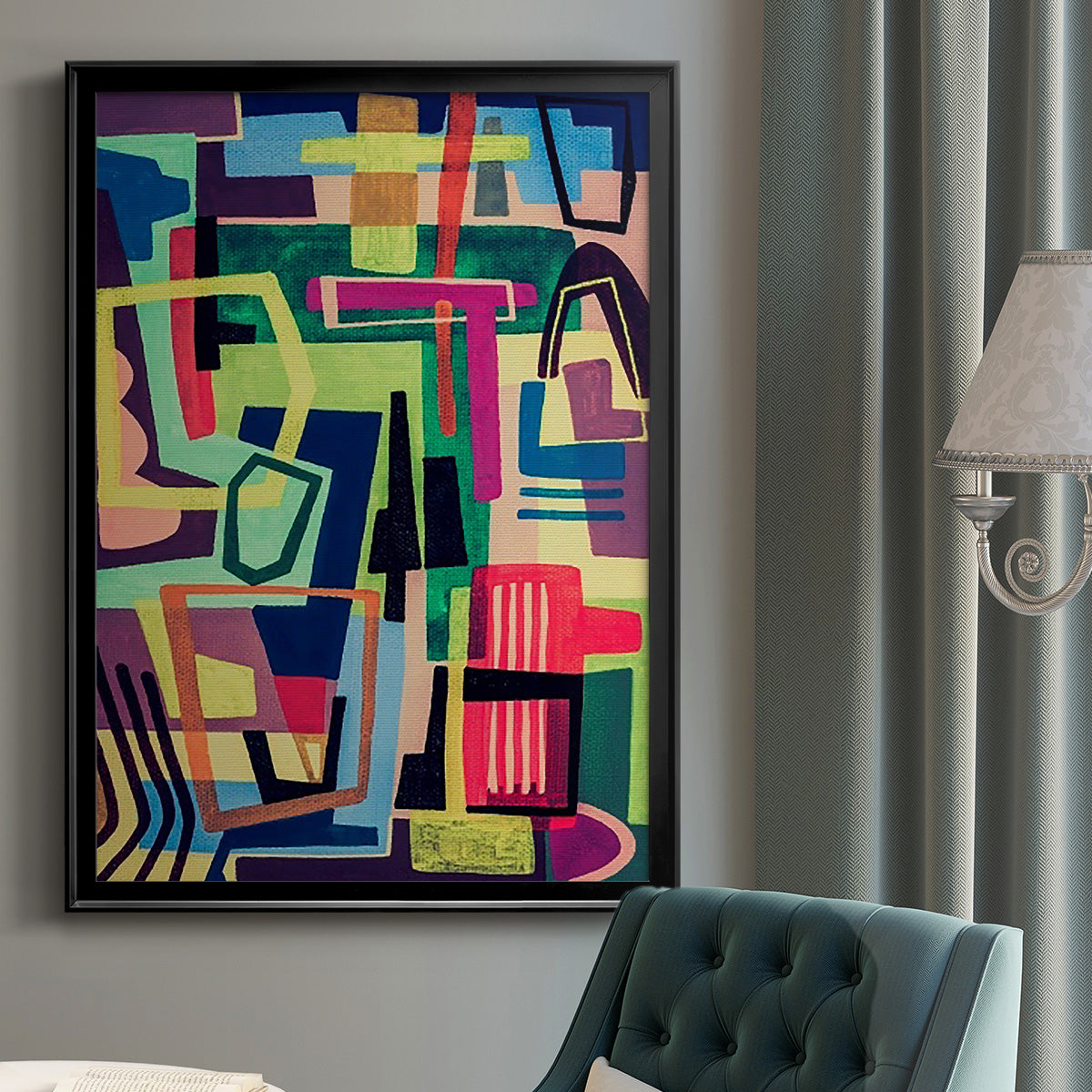 Connected Colors I - Modern Framed Canvas Print