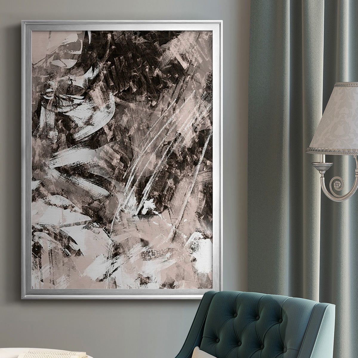 Blush Blackboard II - Modern Framed Canvas Print