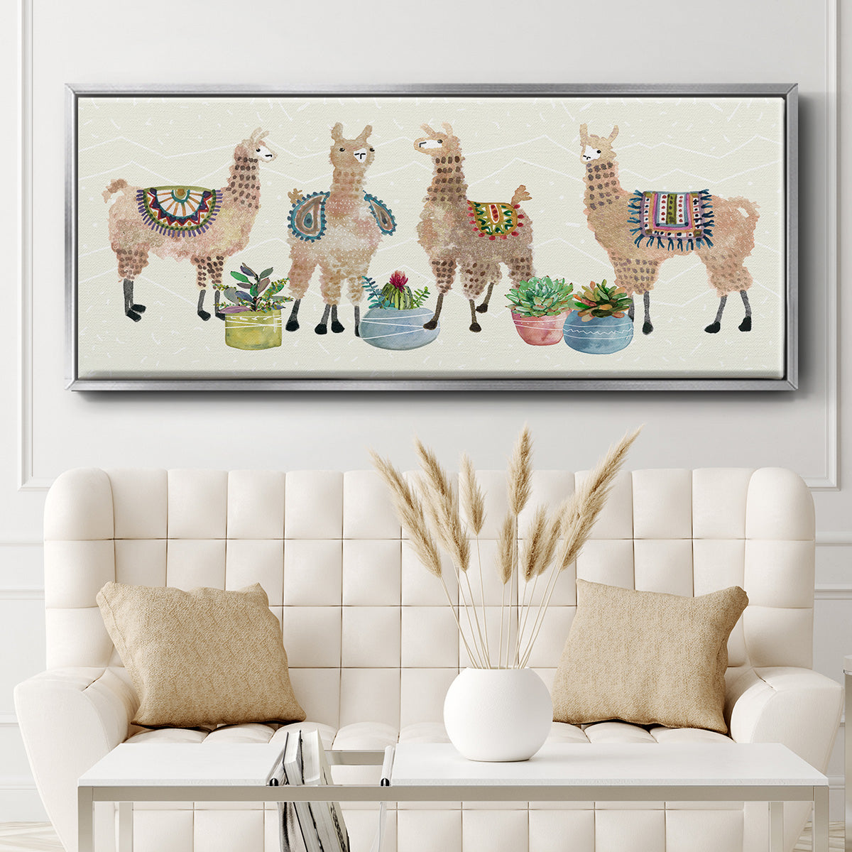 Llama Party - Floater Framed Canvas Print