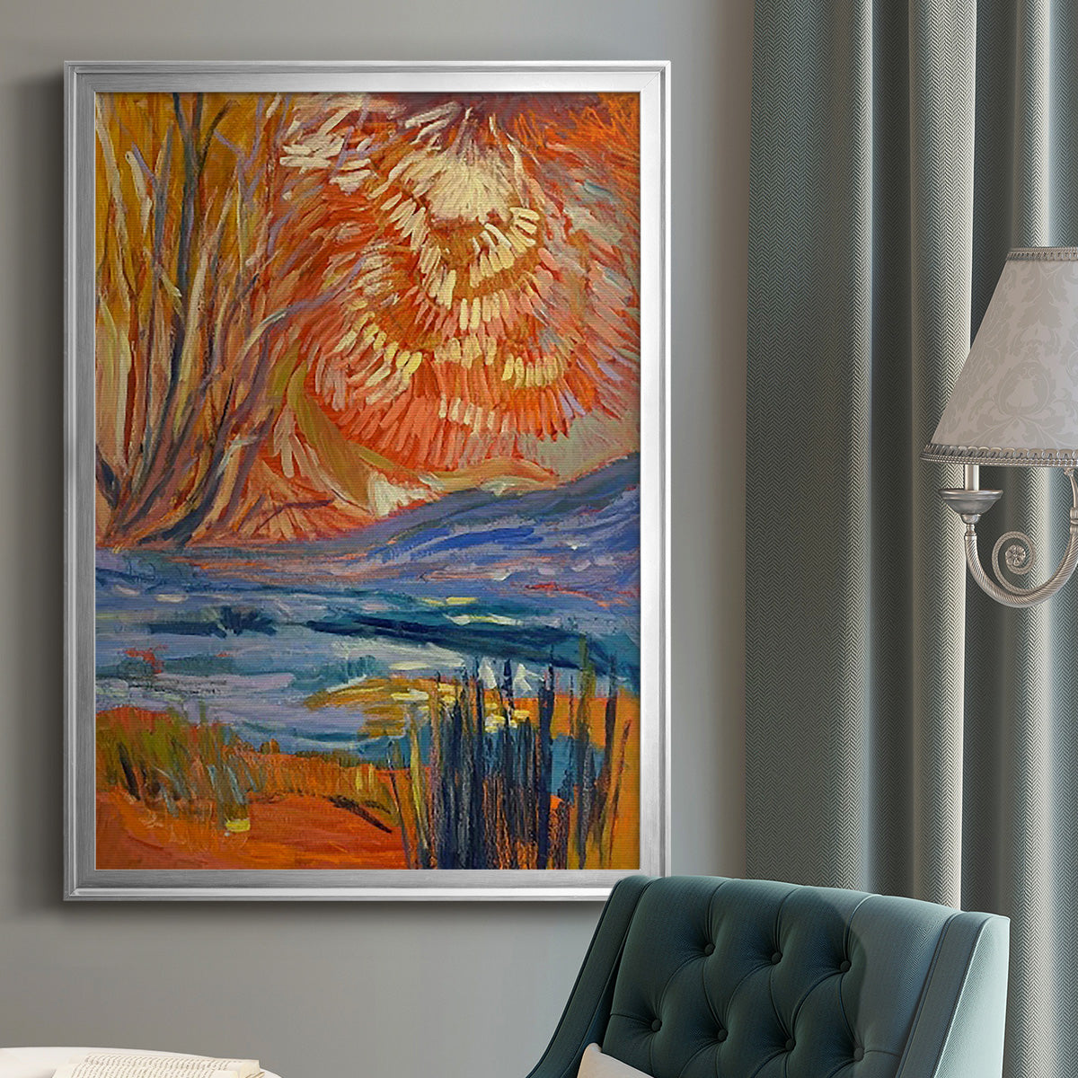 Cadmium Winter Solstice II - Modern Framed Canvas Print