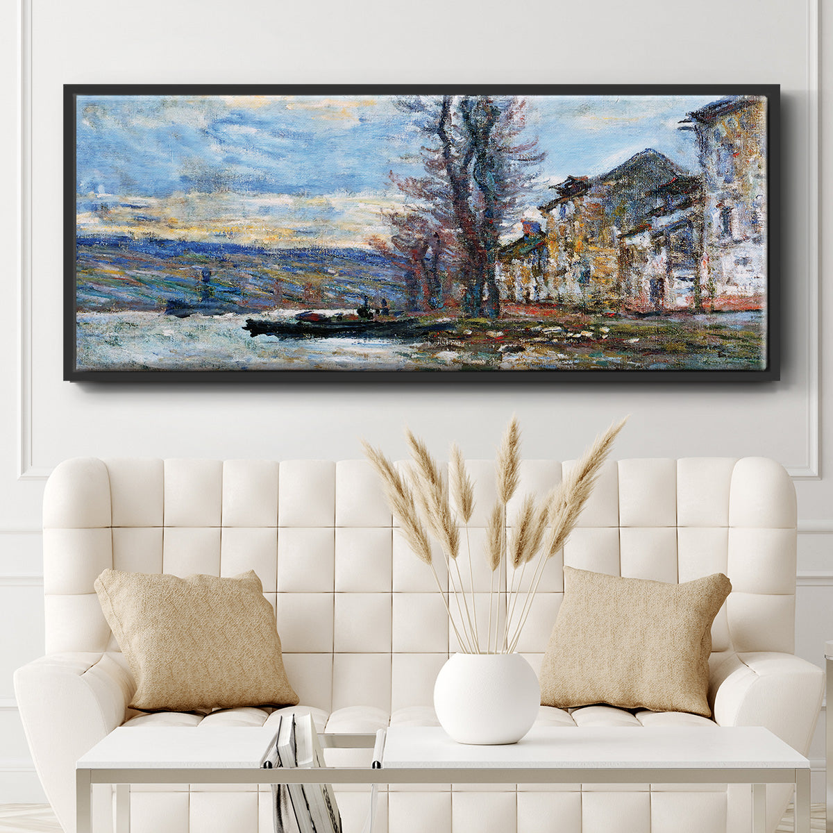 The Seine at Lavacourt, Winter, 1879 - Floater Framed Canvas Print