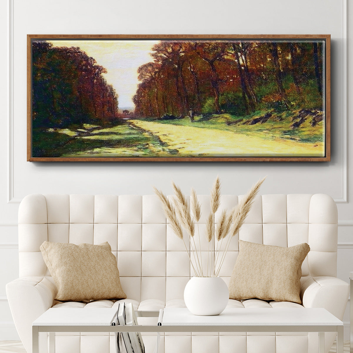 Road in a Forest Fontainebleau, 1864 - Floater Framed Canvas Print
