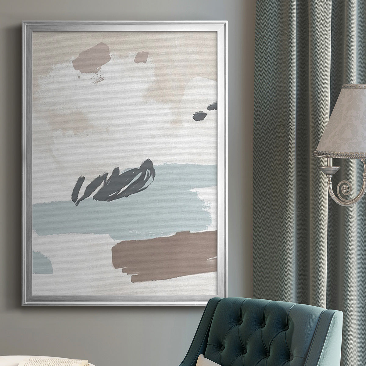 Neutral Wash II - Modern Framed Canvas Print