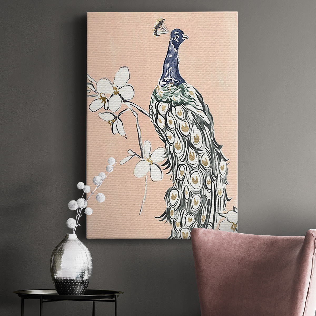 Peacock in Gold III - Canvas Art Print