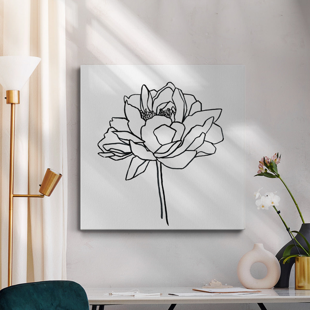 Peony Contour II - Canvas Art Print