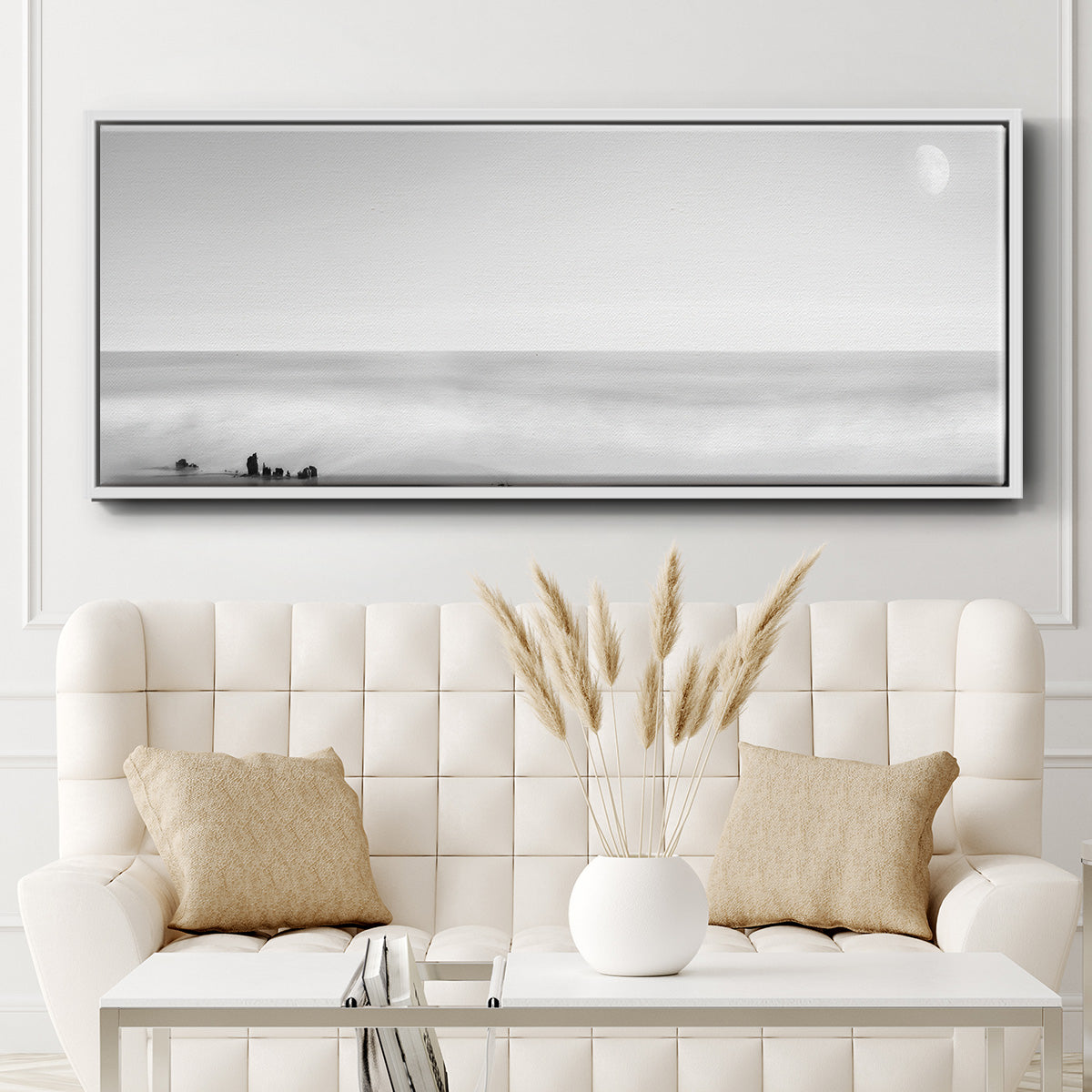 Black & White Water Panel XIV - Floater Framed Canvas Print
