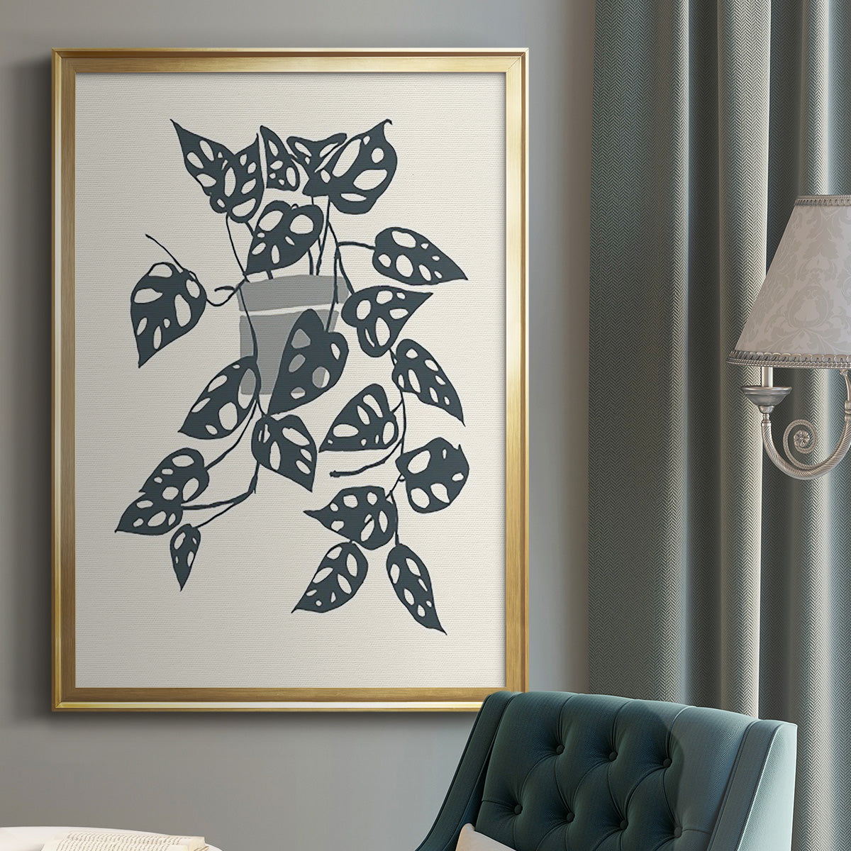 Growing Leaves II - Modern Framed Canvas Print
