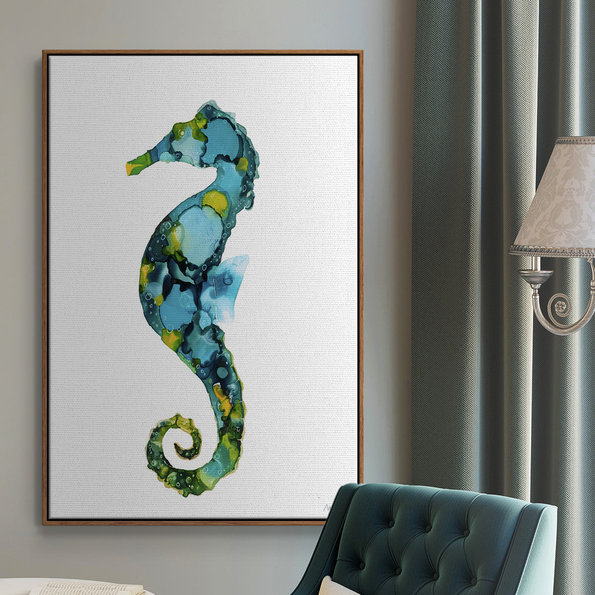 Seahorse Framed Premium Gallery Wrapped Canvas - Ready to Hang