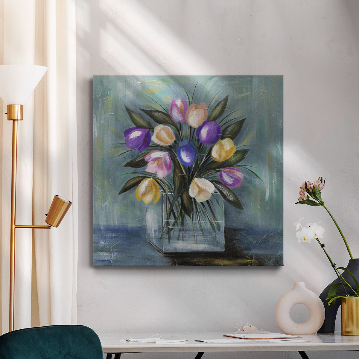 Mixed Pastel Bouquet II - Canvas Art Print
