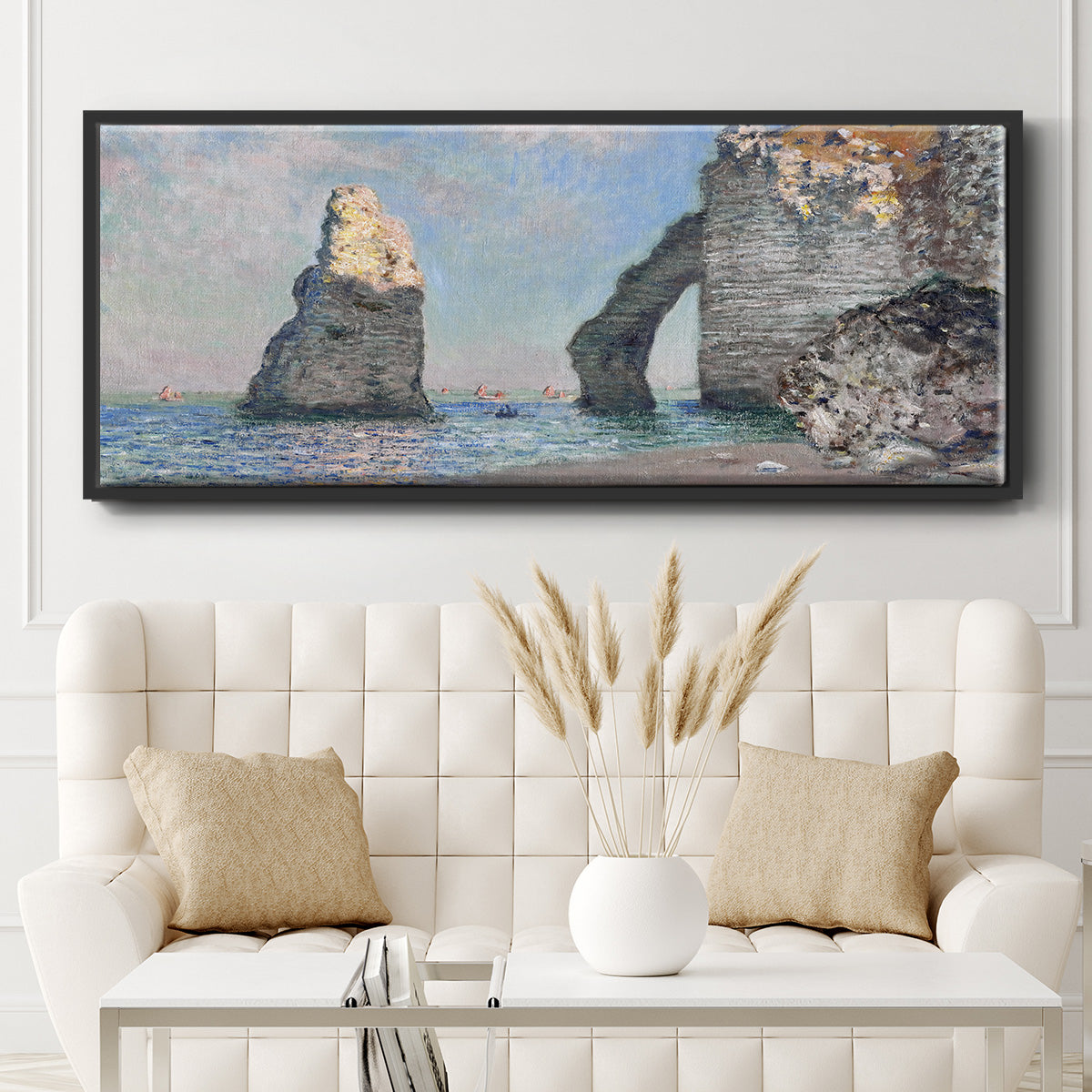 The Rock Needle and the Porte d'Aval, 1885 (Clark Art Institute version) - Floater Framed Canvas Print