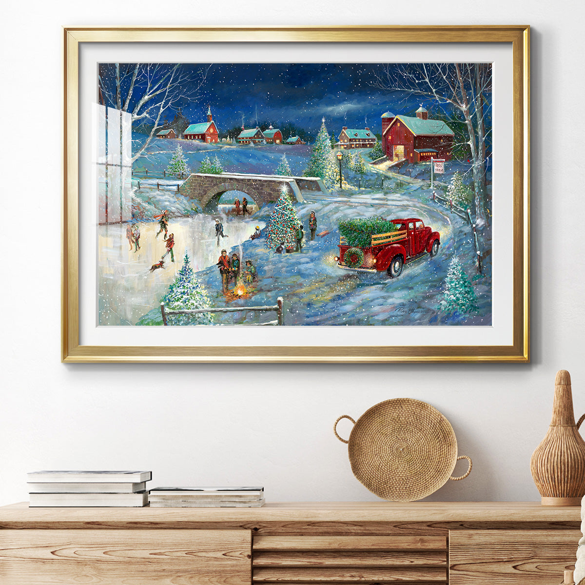 Warm Holiday Memories - Modern Framed Art Print