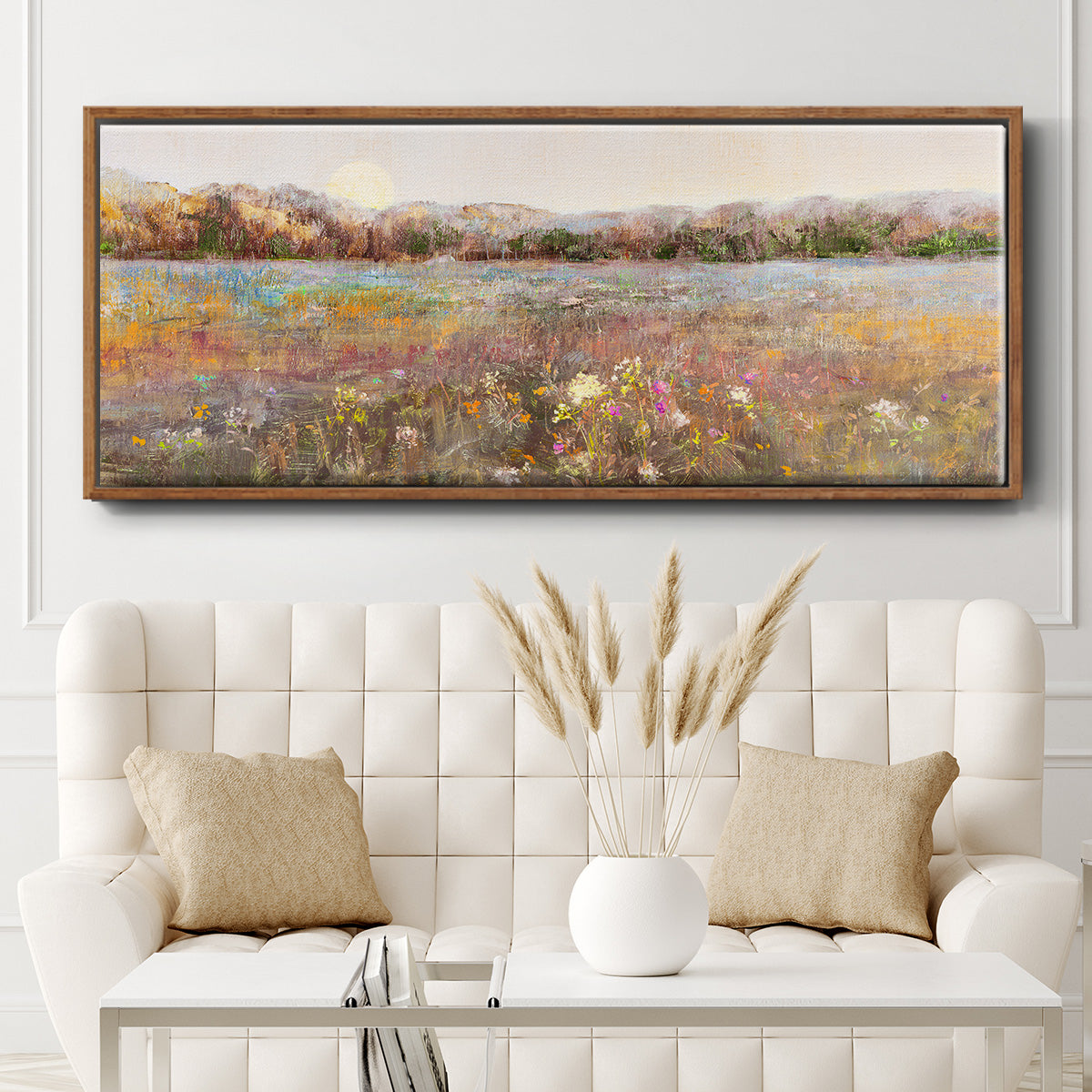 Meadow Moonrise - Floater Framed Canvas Print