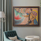 Neo-impressionist abstract portrait by Paul Signac in an ornate bronzed mahogany wood frame displayed in a bright interior setting.