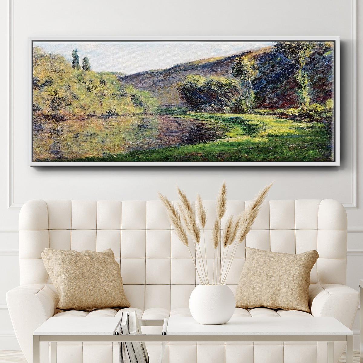 The Seine at Jeufosse, 1884 - Floater Framed Canvas Print