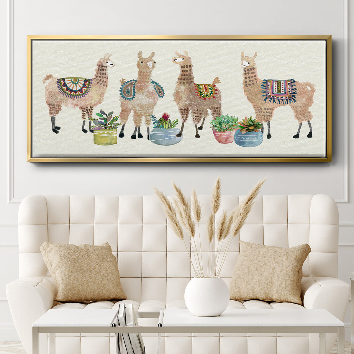 Llama Party - Floater Framed Canvas Print