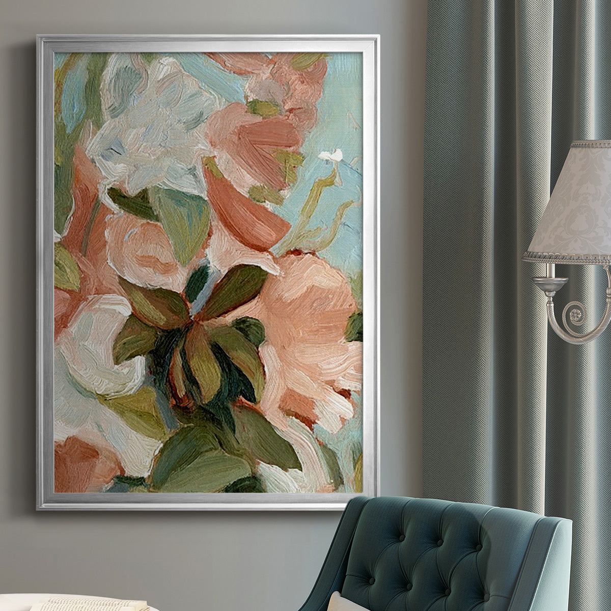 Bouquet Scatter IV - Modern Framed Canvas Print