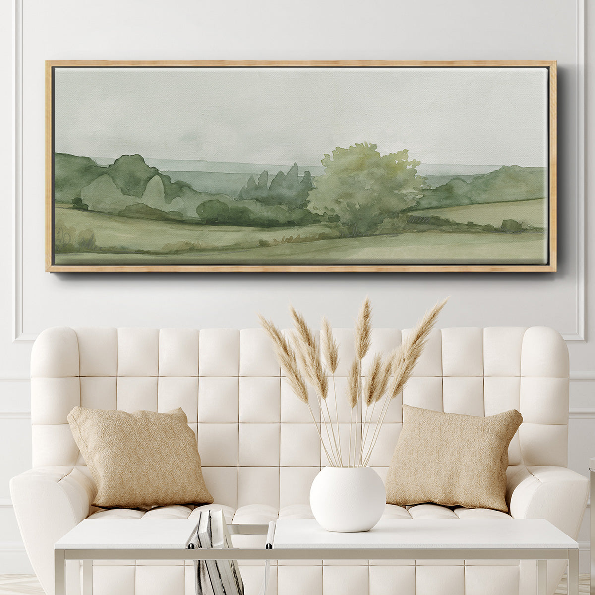 Vintage Landscape Sketch II - Floater Framed Canvas Print