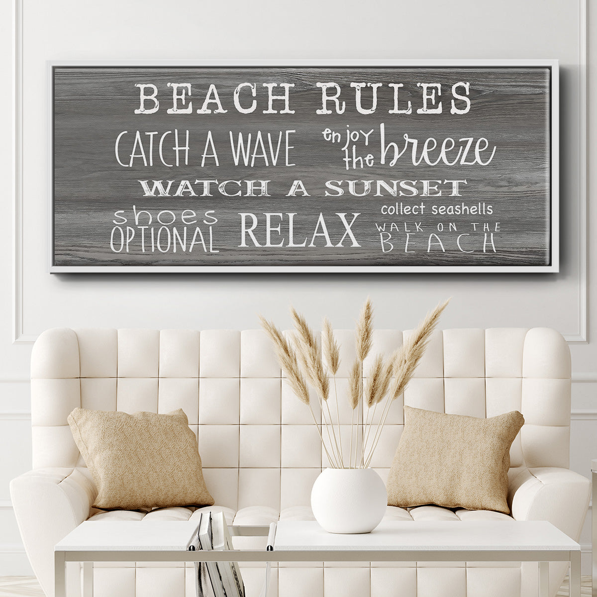 Beach Rules - Floater Framed Canvas Print