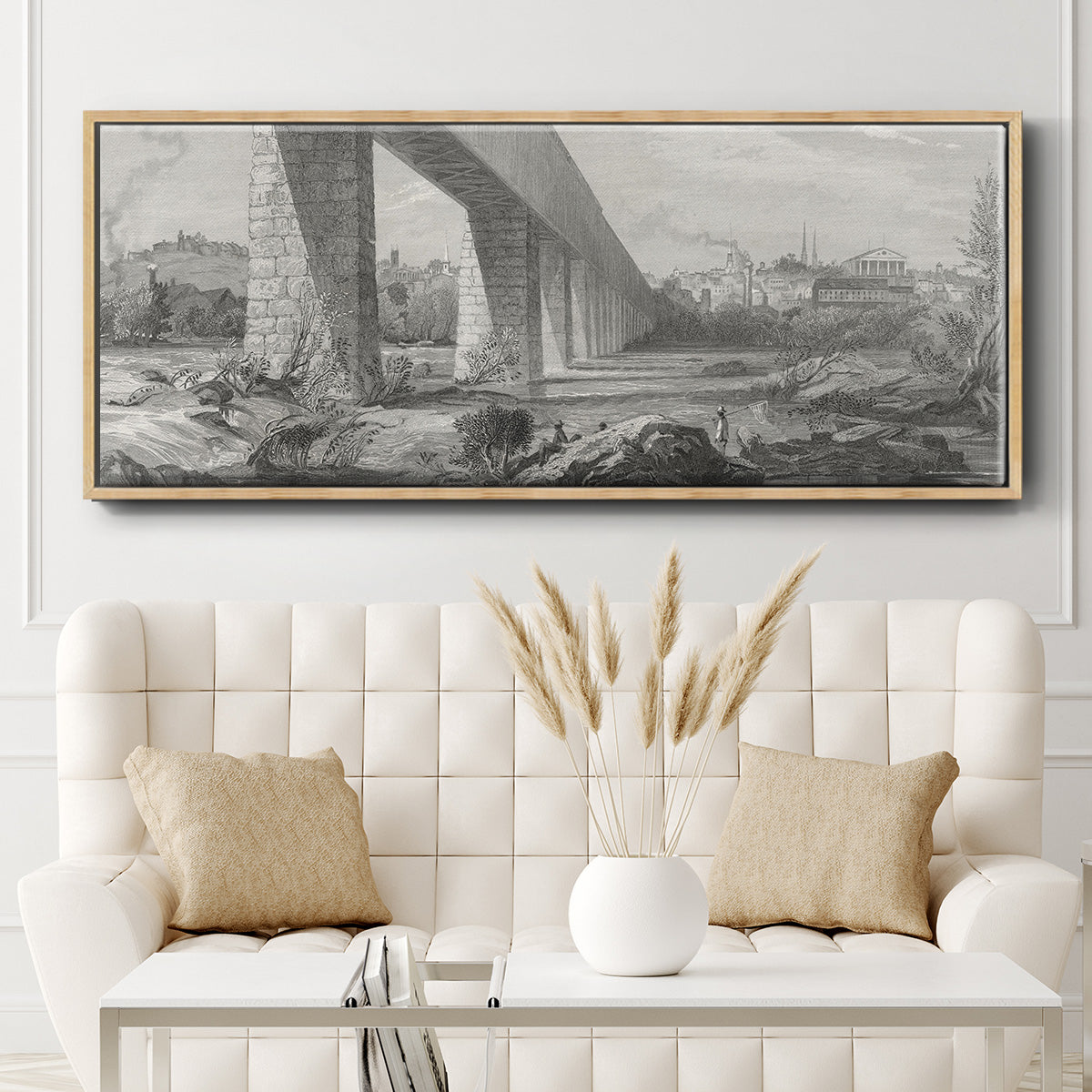 Richmond from the James - Floater Framed Canvas Print