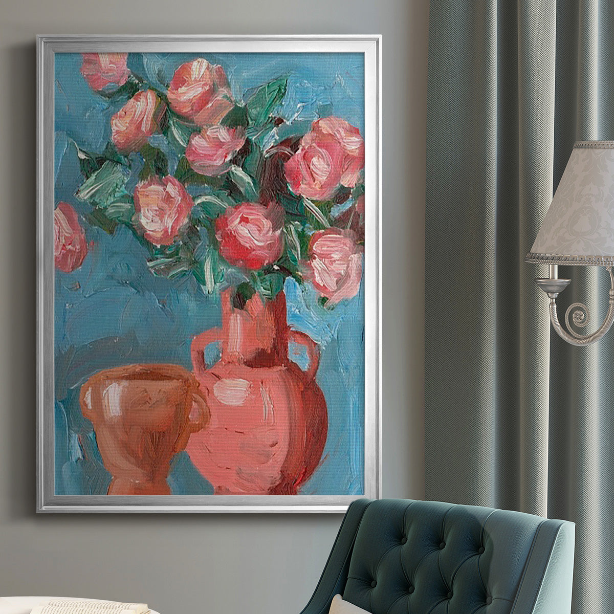 Rosa Blooms I - Modern Framed Canvas Print