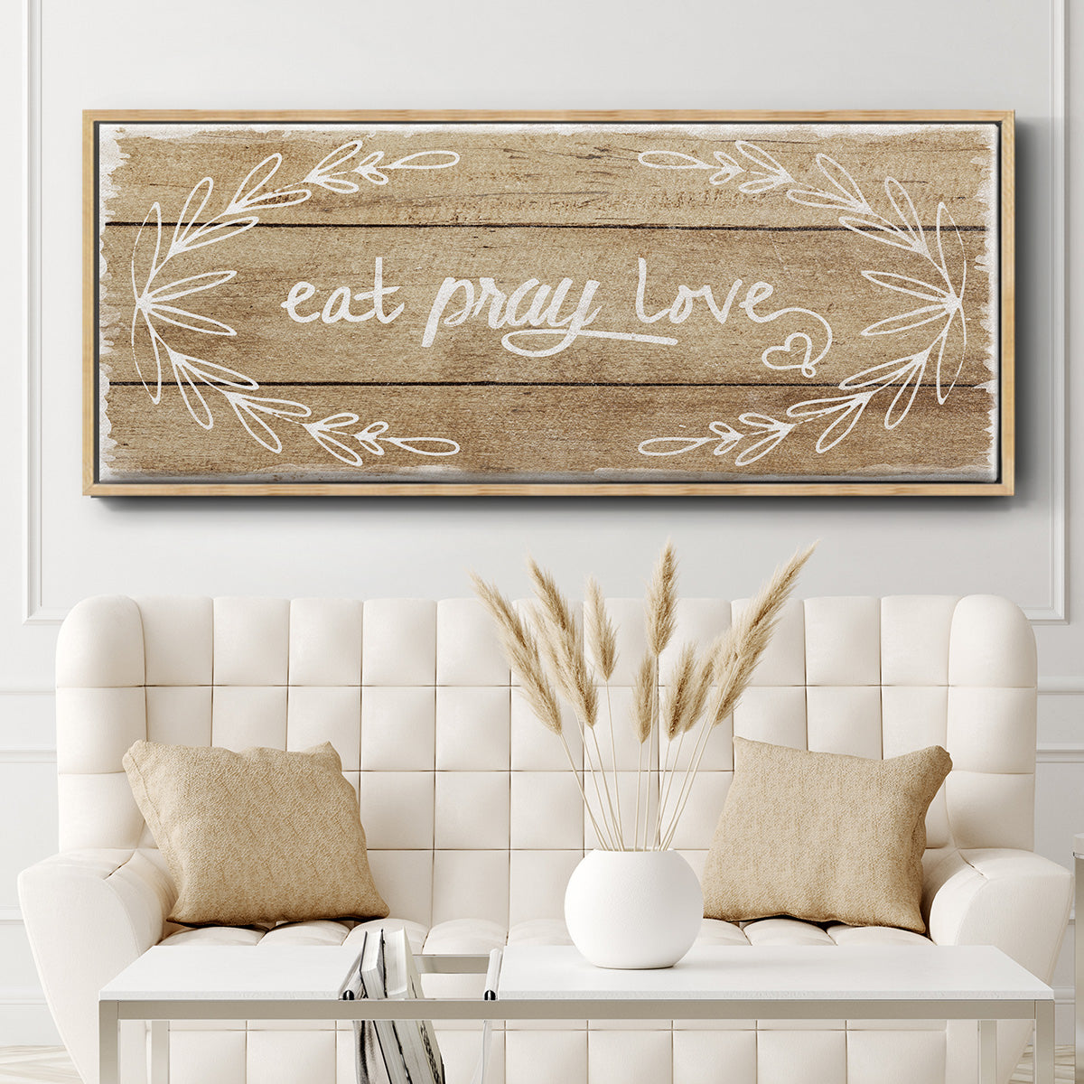 Eat, Pray, Love - Floater Framed Canvas Print
