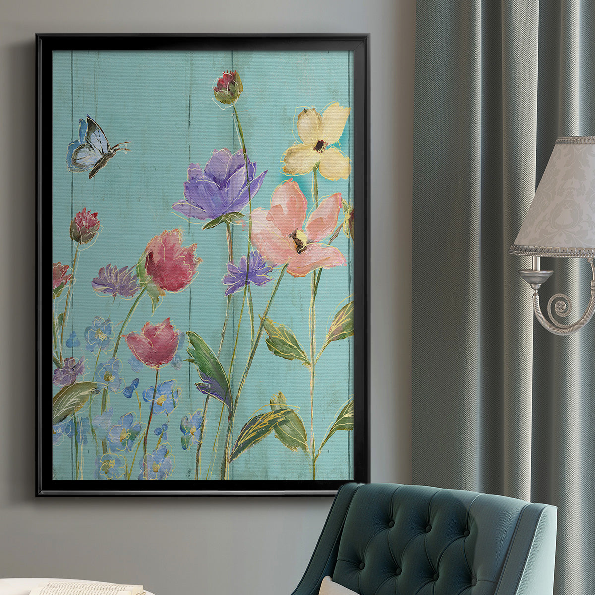 Wildflower Flutter III - Modern Framed Canvas Print