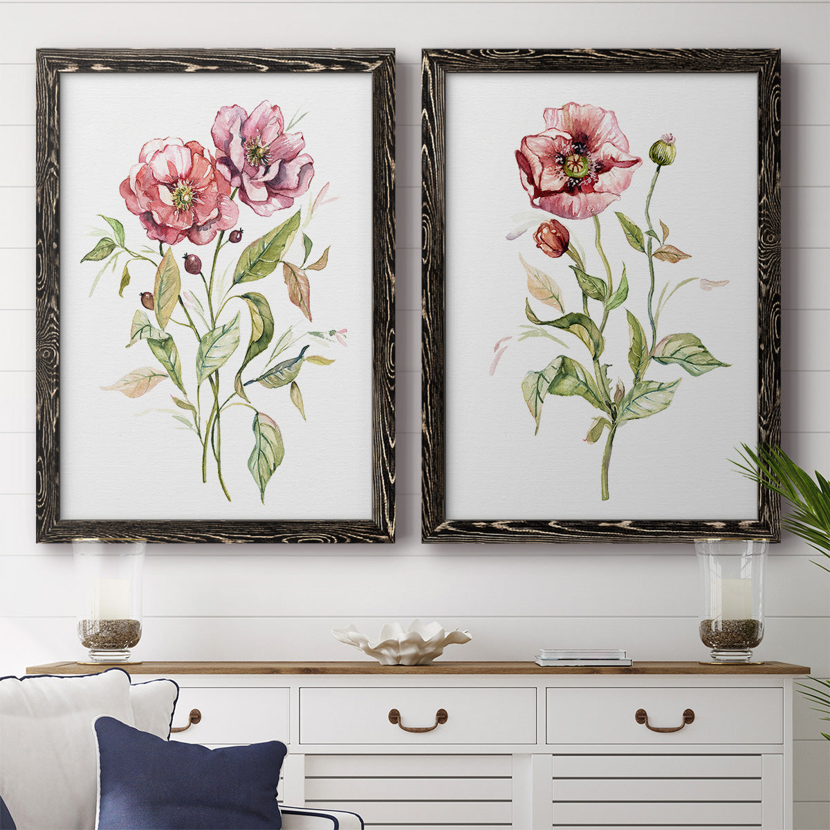 Wild Roses - Premium Framed Canvas 2 Piece Set - Ready to Hang