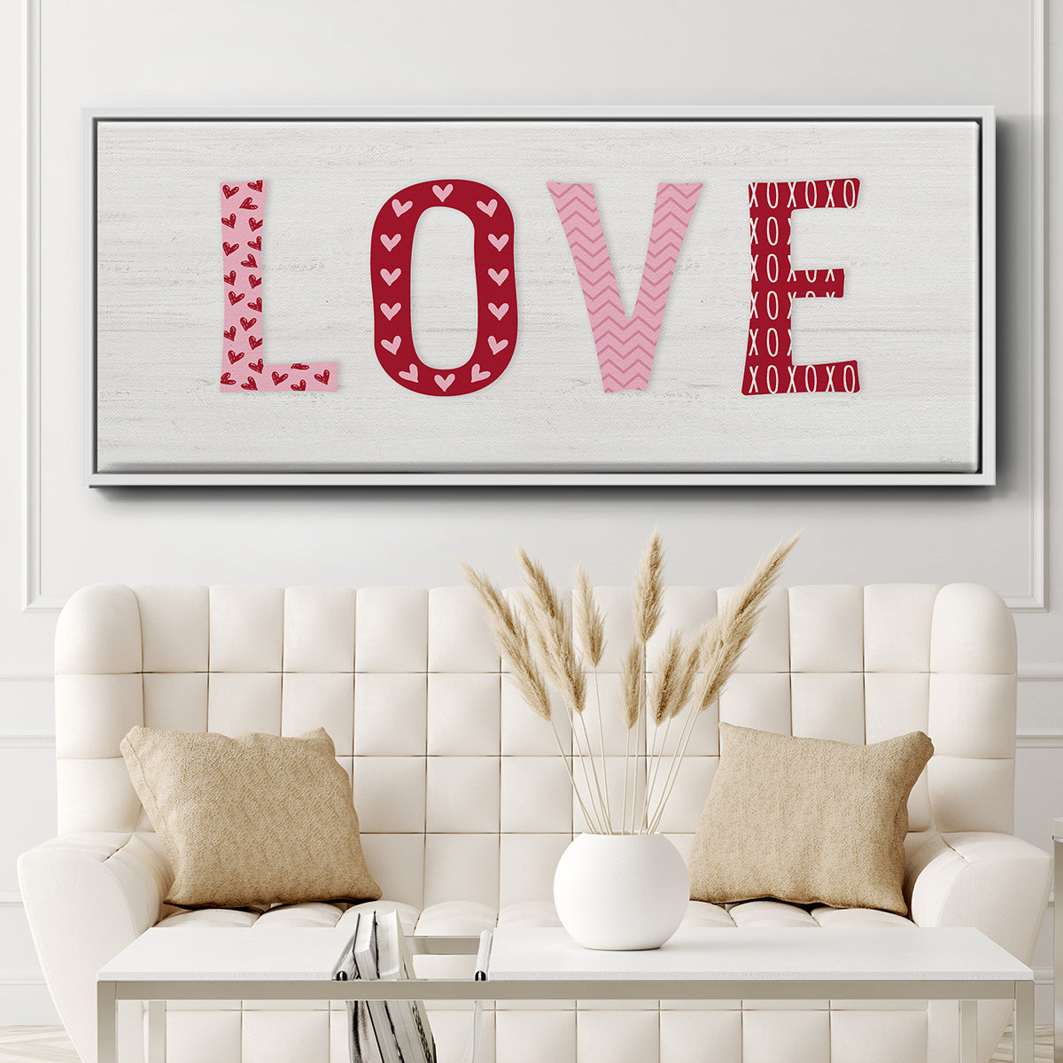 Patterned Love - Floater Framed Canvas Print