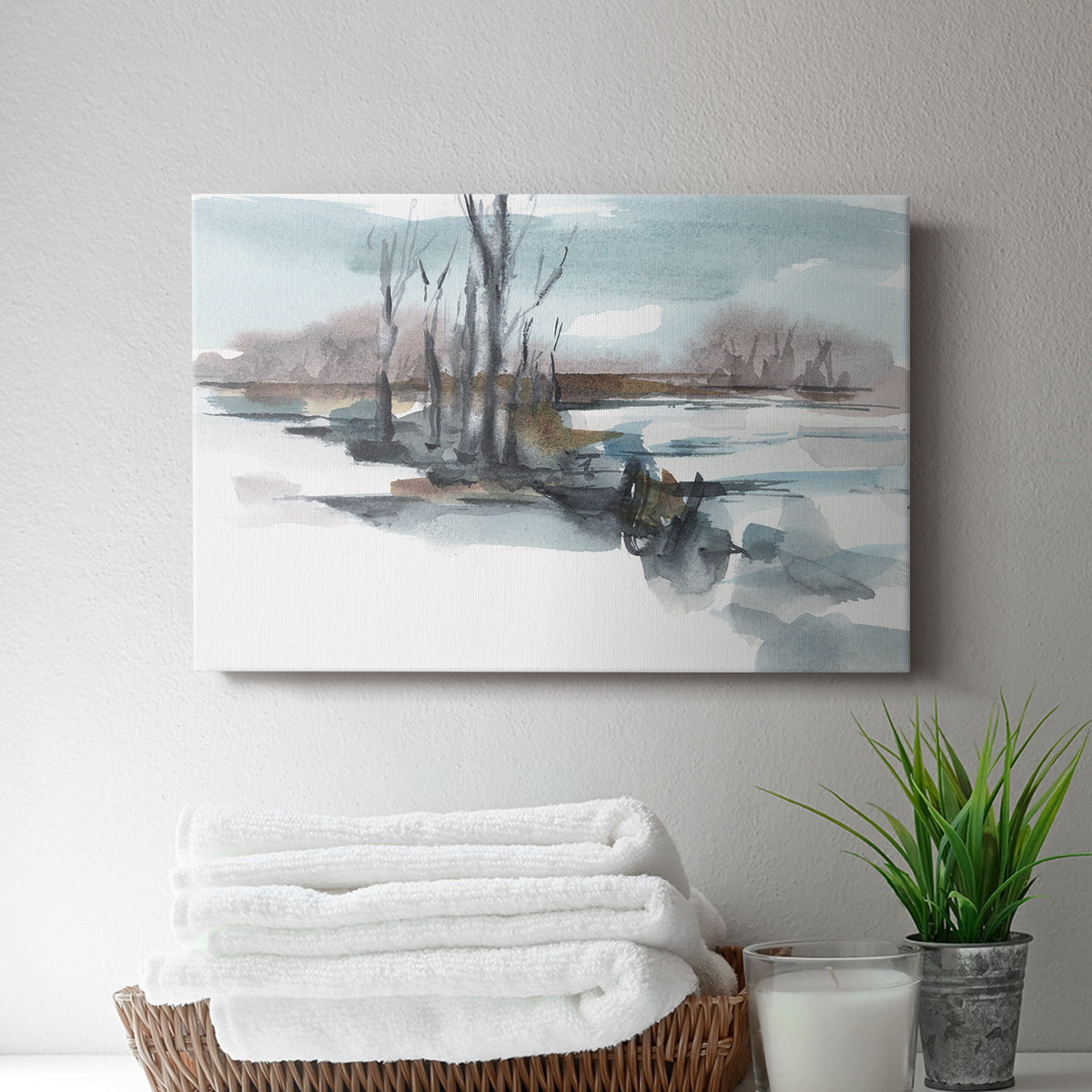 Winter Stream Watercolor II - Canvas Art Print