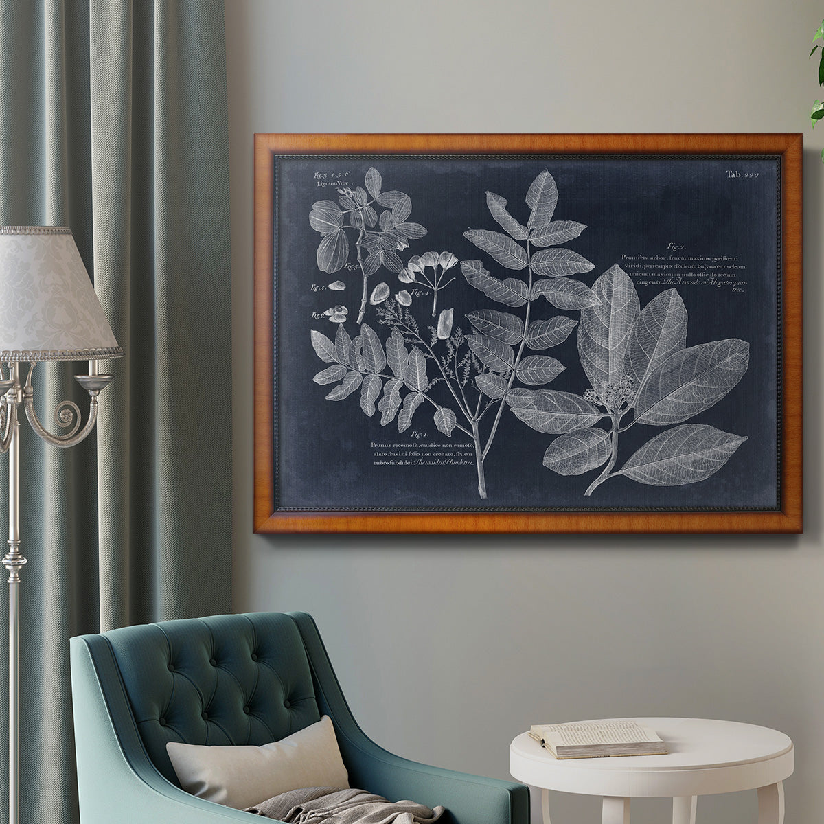 Foliage on Navy V Premium Framed Canvas- Ready to Hang