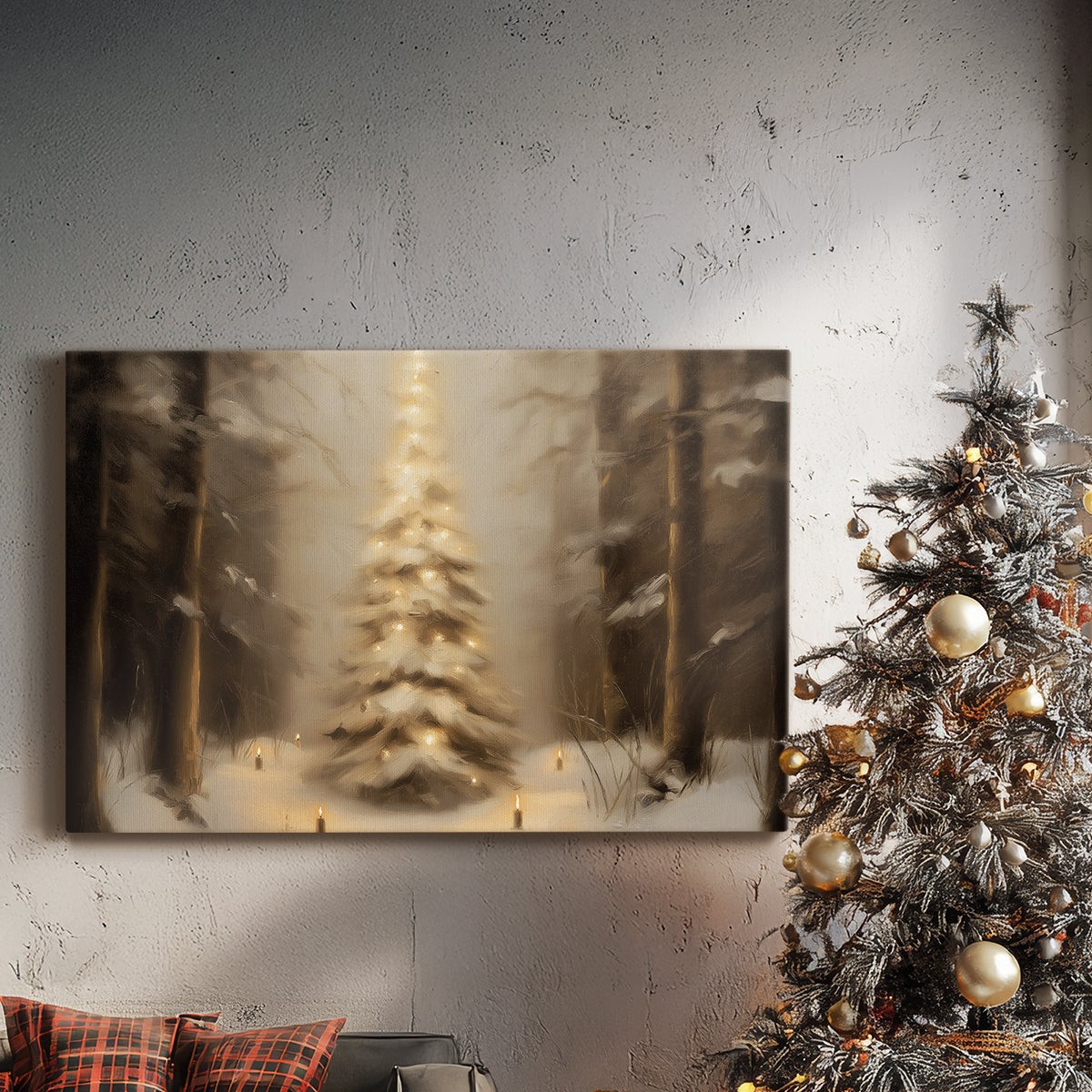 Twilight of Warm Lantern Snow - Canvas Art Print