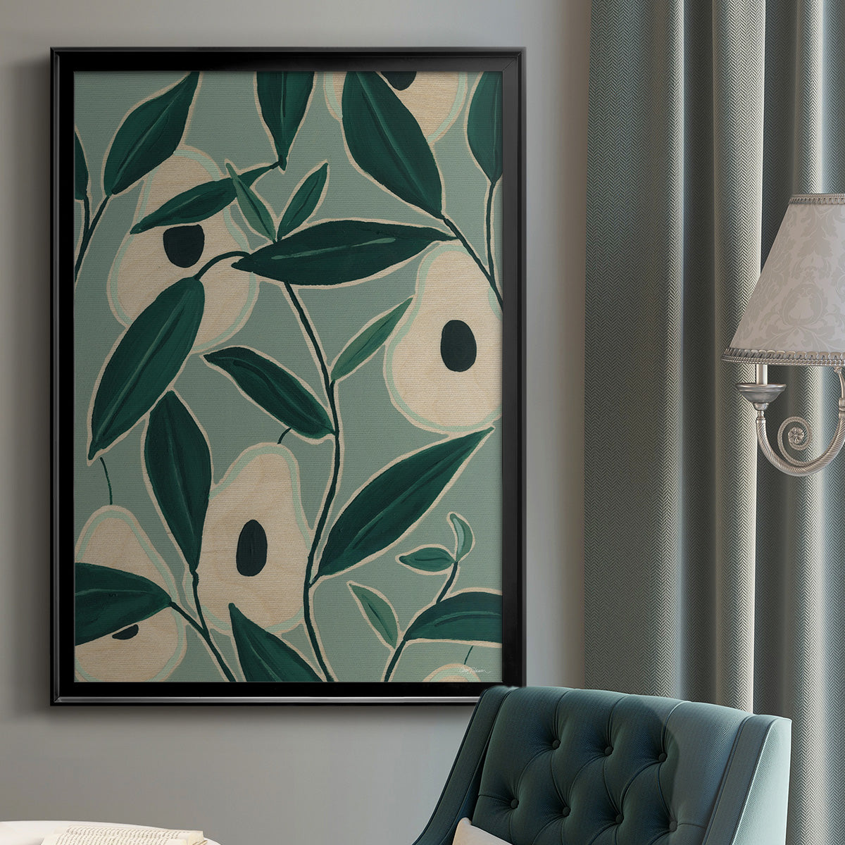 Monochrome Avocados - Modern Framed Canvas Print